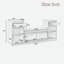 Banc de rangement avec coussin, compartiments, tiroirs et tablettes ouvertes-917975781