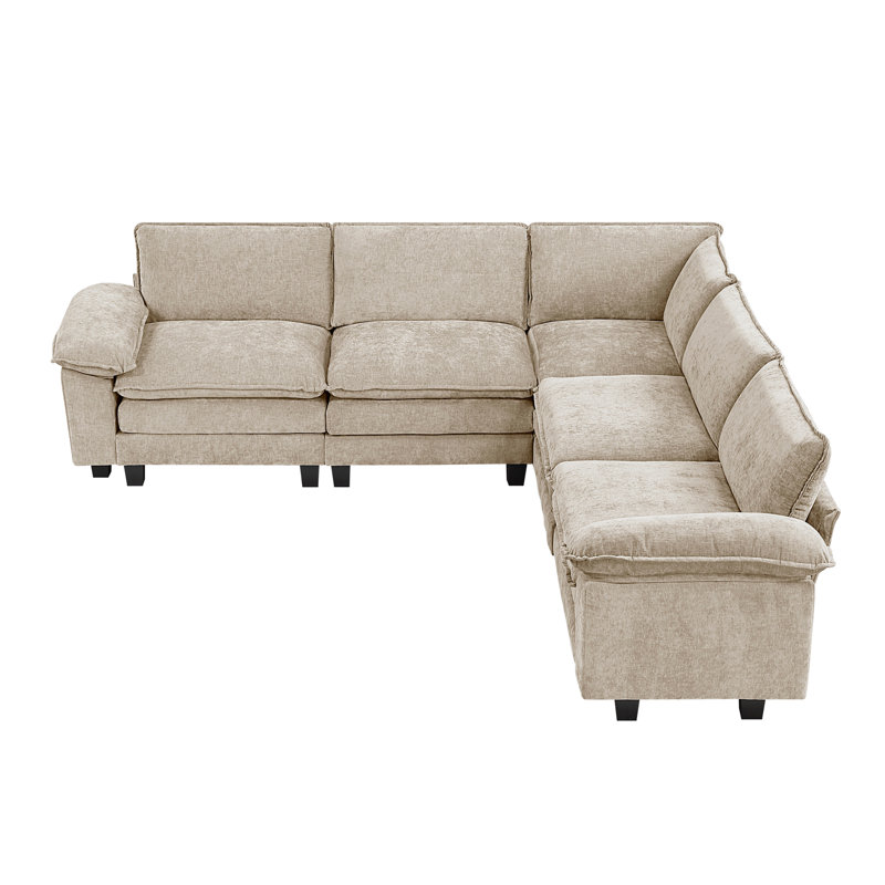 Snyder 110.5" Modern & Contemporary Modular Sectional Sofa - Chenille Modular Sectional Sofa with Modular 4-Piece Configuration, Durable Plywood Construction, Luxurious Chenille Fabric, Supportive Foam & Pocket Coils, Reversible & Easy-Care Cushions