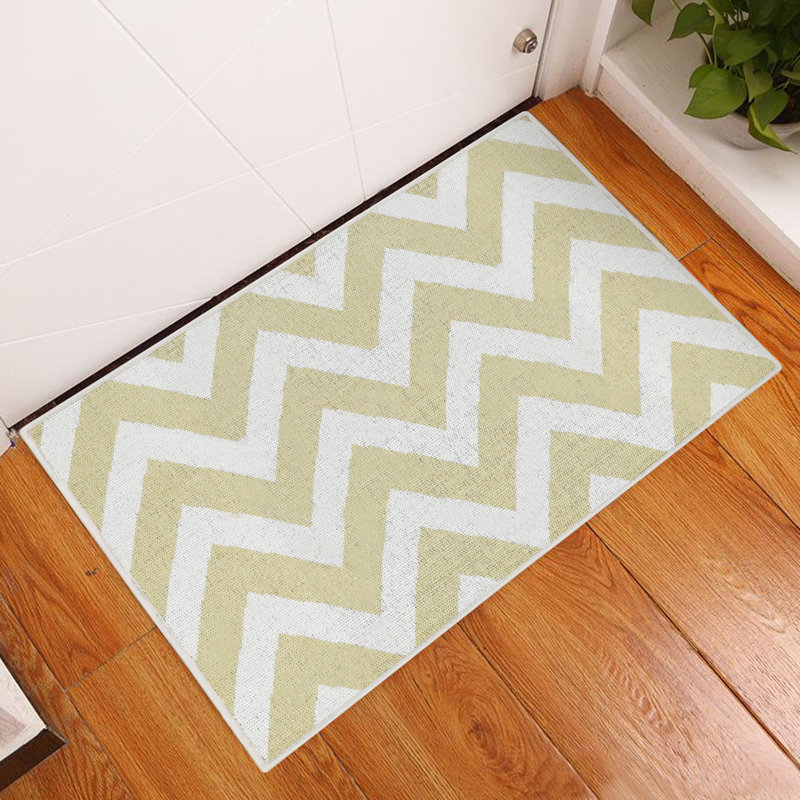 Non-Slip Chevron Indoor Doormat, Light Beige