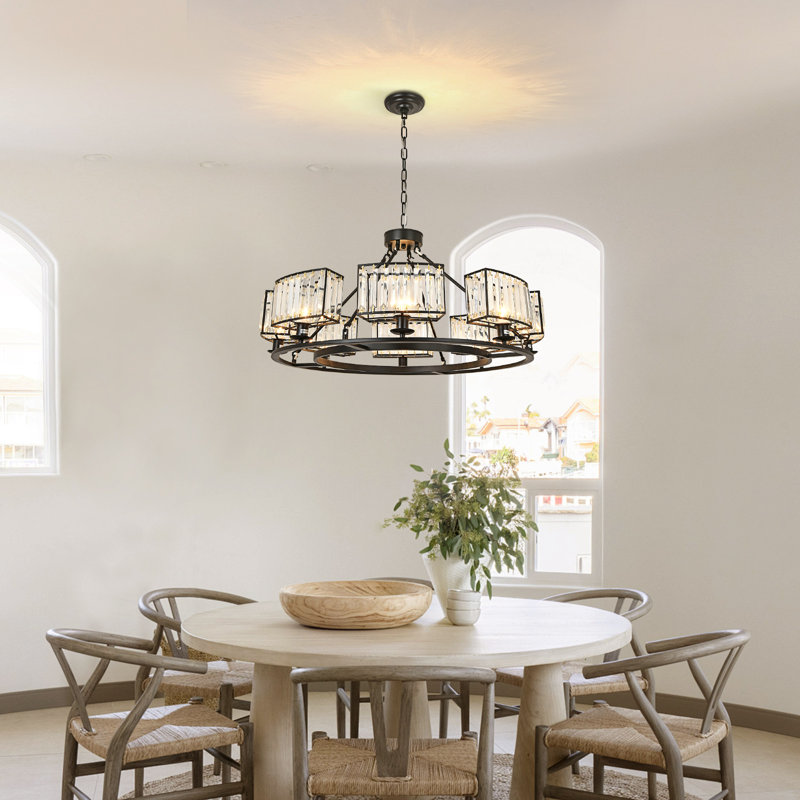 Hyatt 10 - Light Iron Dimmable Chandelier, Black, 39.37" H x 32.67" W x 32.67" D, 8 Lights