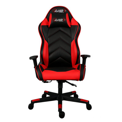 East Urban Home Balik Adjustable Reclining Ergonomic Swiveling PC & Racing Game Chair in Red/Black