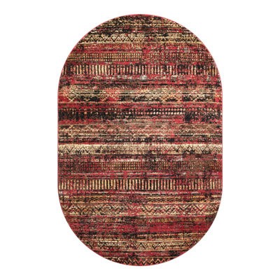 Blakely Geometric Area Rug in Burgundy/Brown/Black