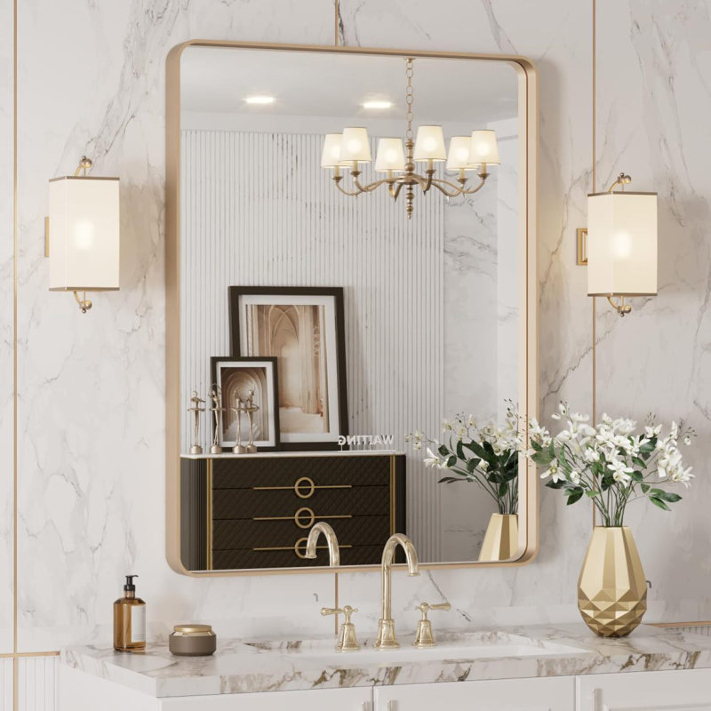Aluminium Frame Bathroom Mirror, Brushed Nickel, 29.93" x 21.93"