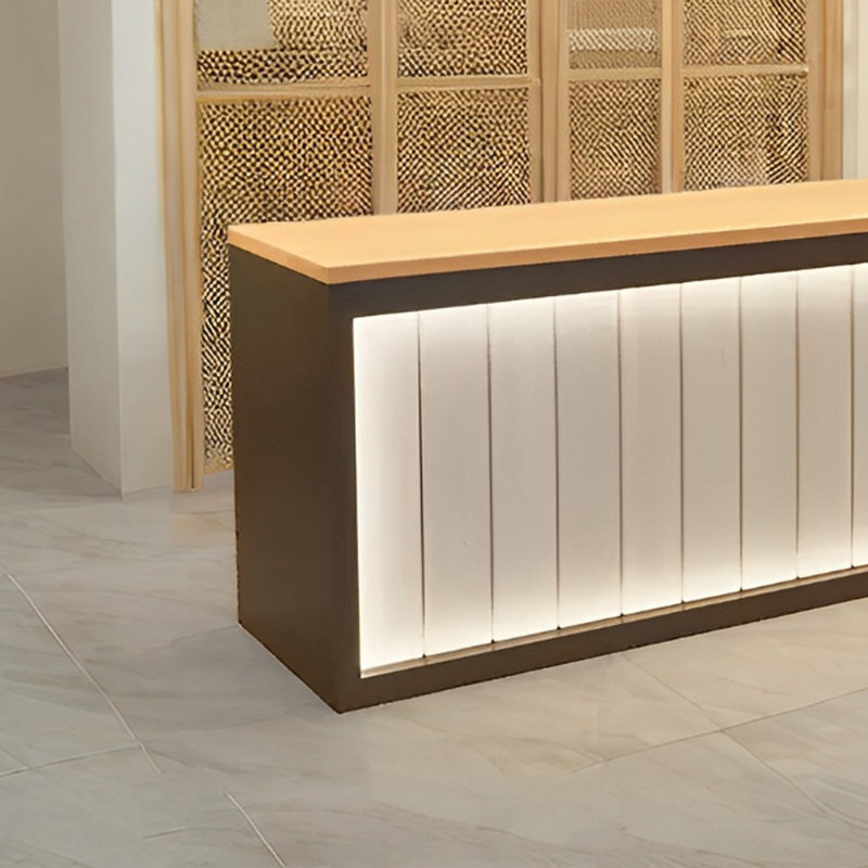 Rectangular Information Counter, Cashier Counter, and Writing Desk with Single Surface for Office or Store, White