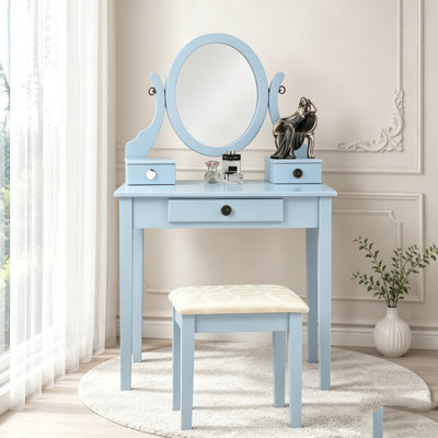 Ensemble de coiffeuse moderne avec miroir réglable et 3 tiroirs de rangement