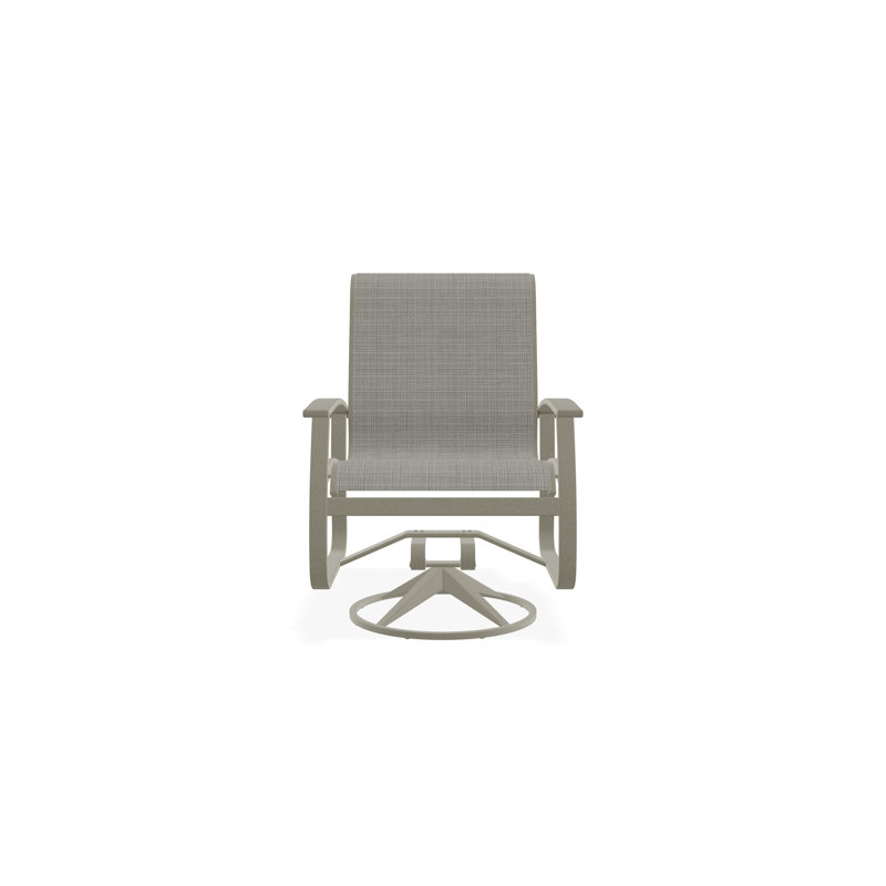 Belle Isle Sling Aluminum Frame Dining Height Swivel Rocker with Marine Grade Polymer Arm Accent, Deacon, Storm