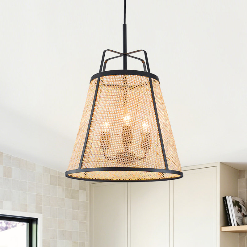 3-Light Handwoven Boho Rattan Pendant Light