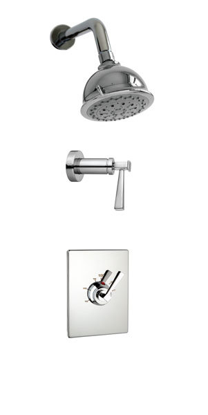 Robinet de baignoire et douche thermostatique Plaza, Chrome poli