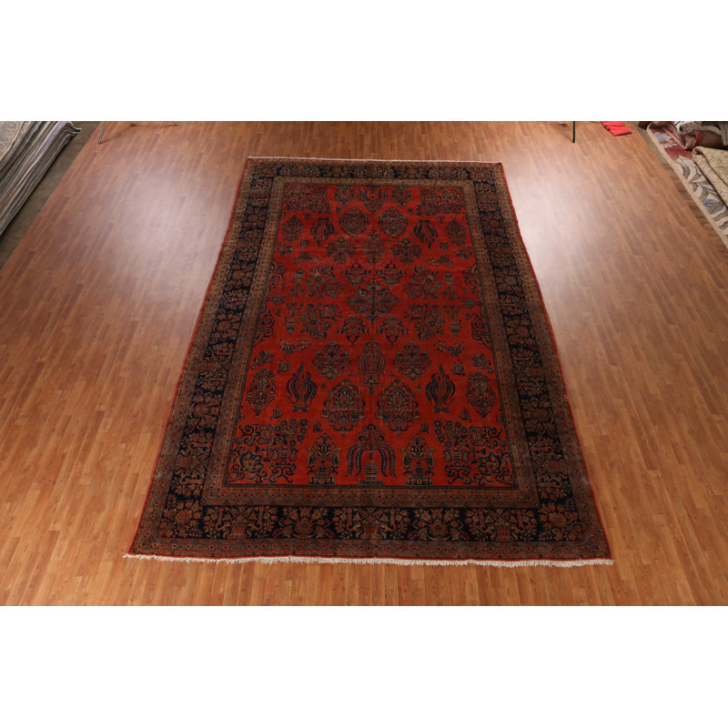 Tapis traditionnel en laine pré-1900 à teinture végétale Manchester 10 x 16