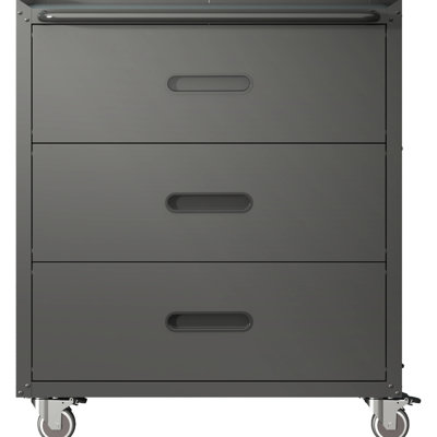 Metal Storage Cabinet With 3 Drawers And Wheels - For Garage, Office, Home. Steel, Black. 360 Rotating Wheels. Ample Capacity. 200lb Load-bearing Heavy-duty Robust Steel Construction, & Detachable