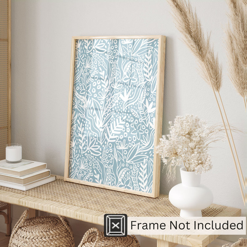 «Botanical Dusty Blue Botanicals», reproduction d'art moderne sans cadre, H 14 po x l 11 po