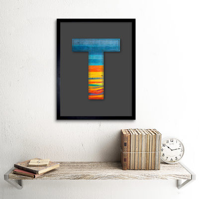 Letter T Dune Landscape Decorative Graffiti - Single Picture Frame Print