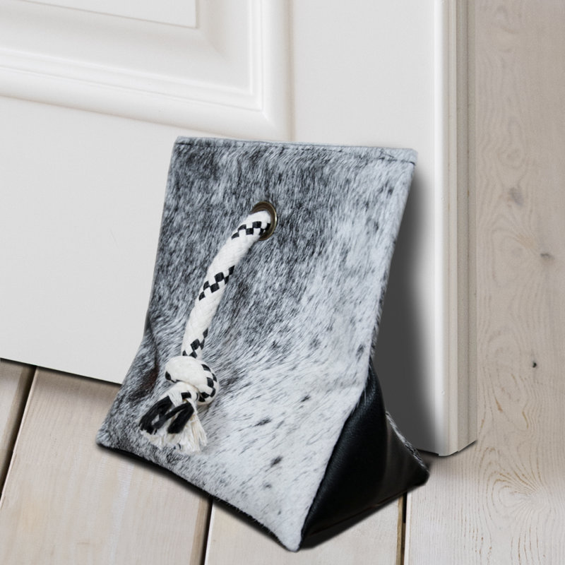 Cowhide Door Stopper, Salt/Pepper Black