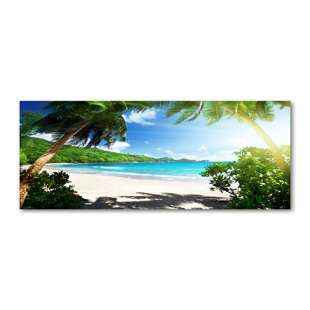 Leinwanddruck - Wandkunst - Drucke auf Leinwand - 125X50 Bildmotiv: Seychellen Strand