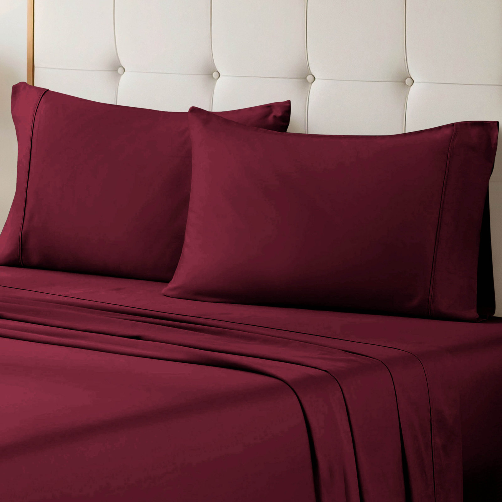 Cotton Sheet Set, Burgundy, Queen