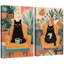 Cozy Black Cat, scène de café, images de salon, impression sur toile encadrée, 2 pièces-119655619-119655622