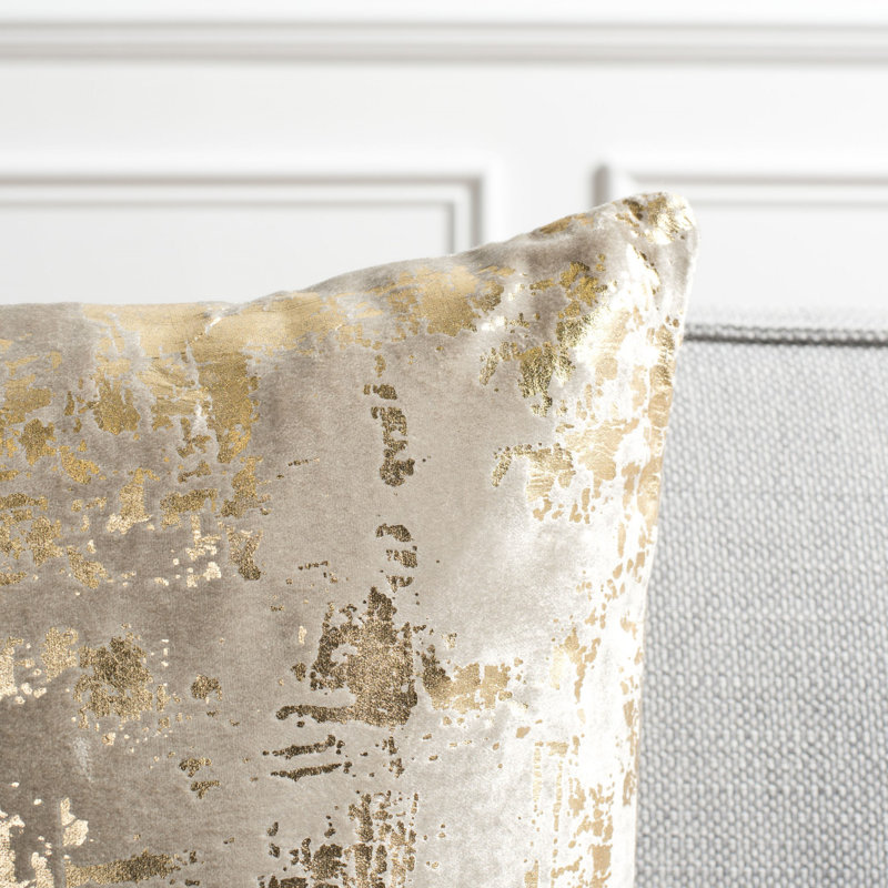 Abstract Cotton Blend Reversible Throw Pillow, 20" x 20", Beige/Gold