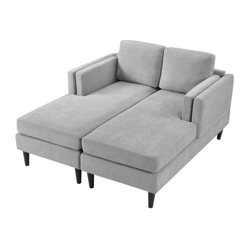 Chaise longue convertible rembourrée en chenille avec accoudoirs double couche Bexley, Gris