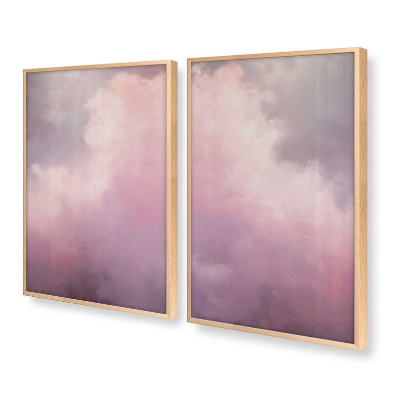 36" x 24" Pastel Skyline Set of 2 Print on Archival Matte Paper in a Weathered Zinc Frame, Érable brut, H 37 po x l 25 po