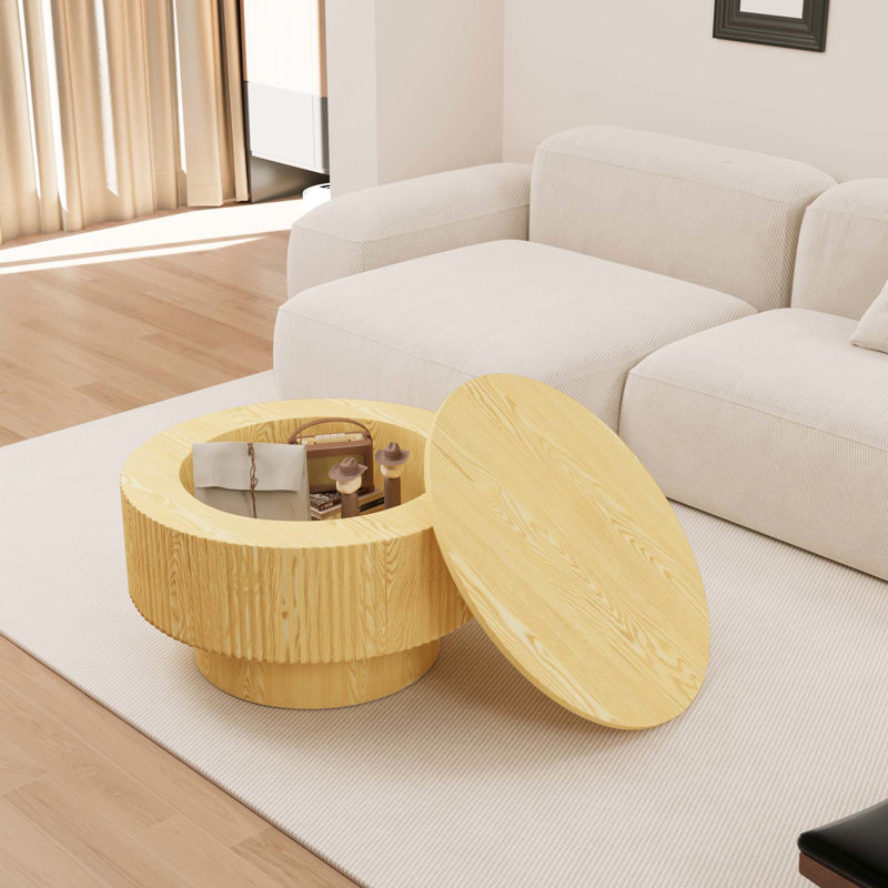 Table basse de 76 cm avec grand espace de rangement, design classique pour la décoration intérieure, base et structure stables, table moderne, convient à la cuisine et au salon, rangement dissimulé, apparence élégante.