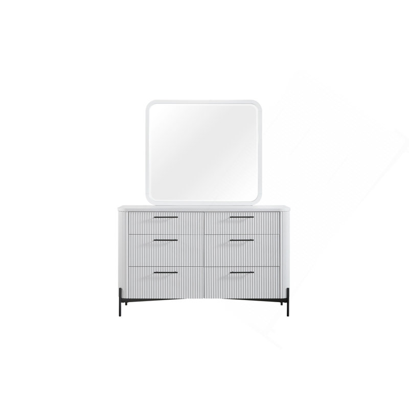 Commode 6 tiroirs de style contemporain, Blanc