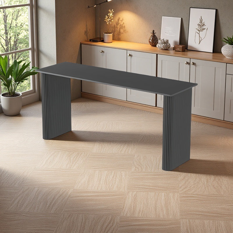 Table de bar moderne, H 41,3 po x l 55,1 po x P 15,7 po, Noir, Gris