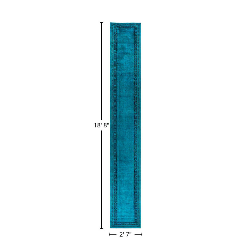 Tapis bleu / bleu sarcelle 2 pi 7 po x 18 pi 8 po Yusif