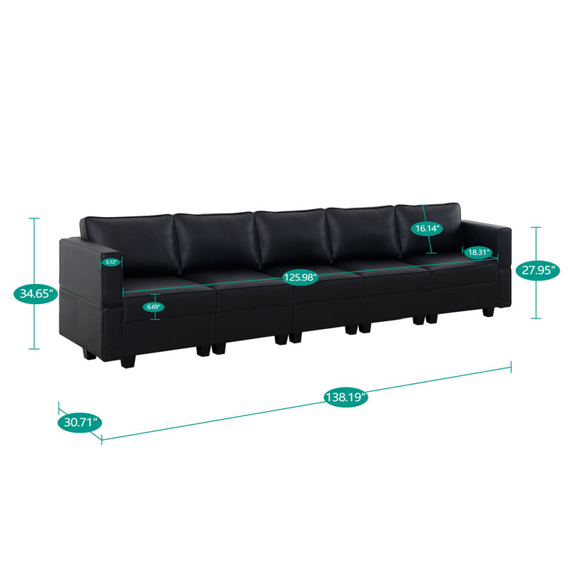Shealene Modular Sectional Sofa with Reversible L Shaped Couch with Storage 5-seat Convertible Sofa with Ottoman