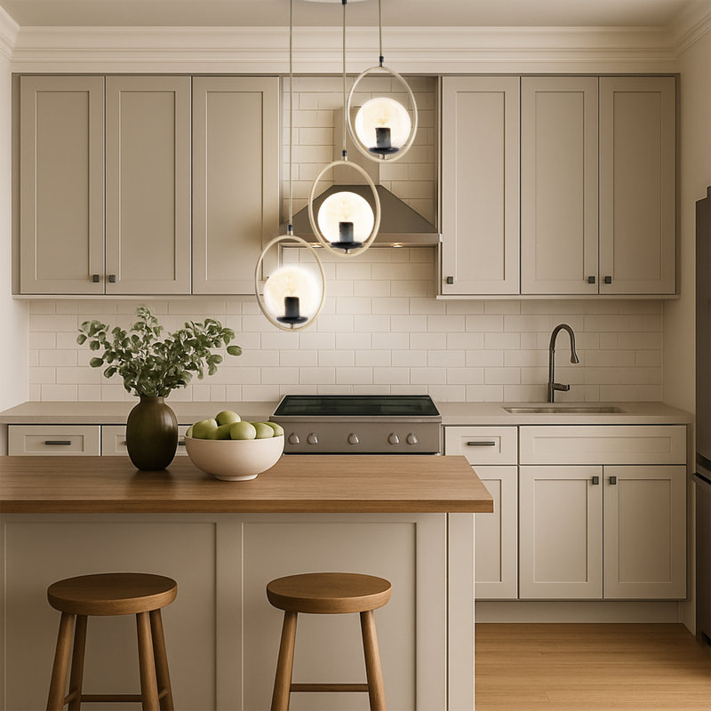 Adjustable Height 3 Lights Globe Cluster Pendant, Transparent