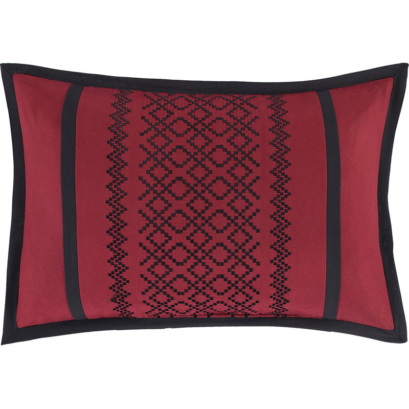 Ensemble d'édredon en microfibre 7 pièces Anthony, Édredon de très grande taille et 6 pièces suppl, Noir / rouge