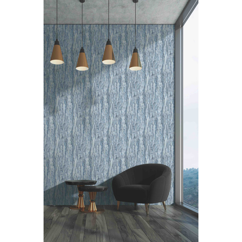 Rouleau de papier peint lisse L 2 pi 3 po x l 27 po Stevion Marble, Bleu