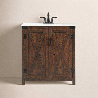 Slayton 30 " W Freestanding Standard Free Standing 1 Single Vanity Bathroom Vanity With Engineered Marble Top