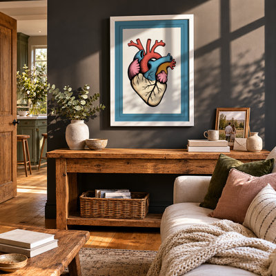 Anatomical Heart Diagram Modern - Framed Print