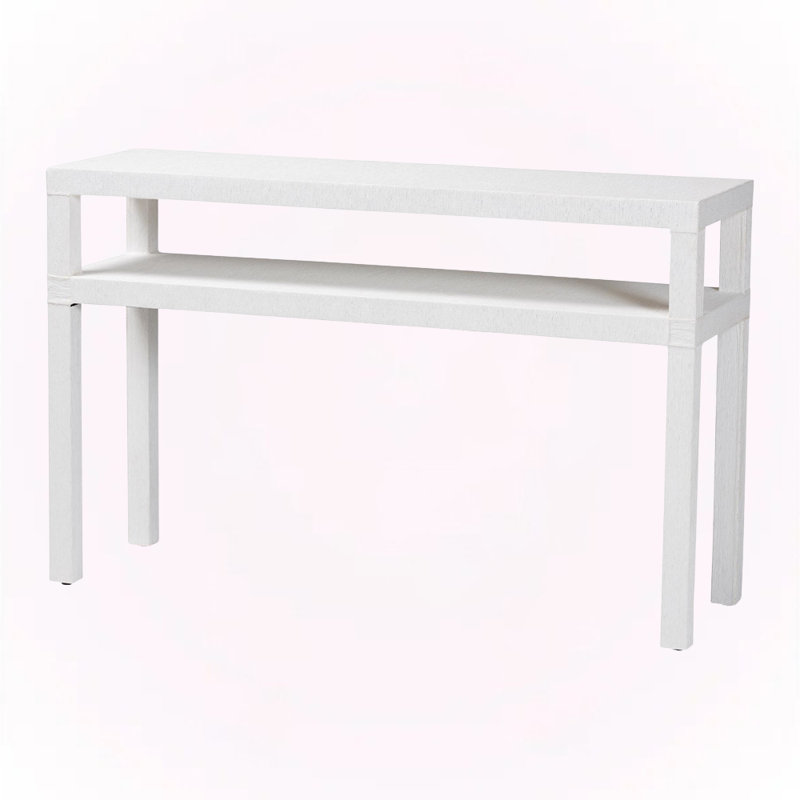 Marcello Grasscloth Console Table with Open Shelf - 2-Tier Entryway Table