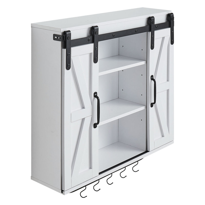 Bathroom Wall Cabinet Medicine Cabinet with Tower Bar and 2 Doors White