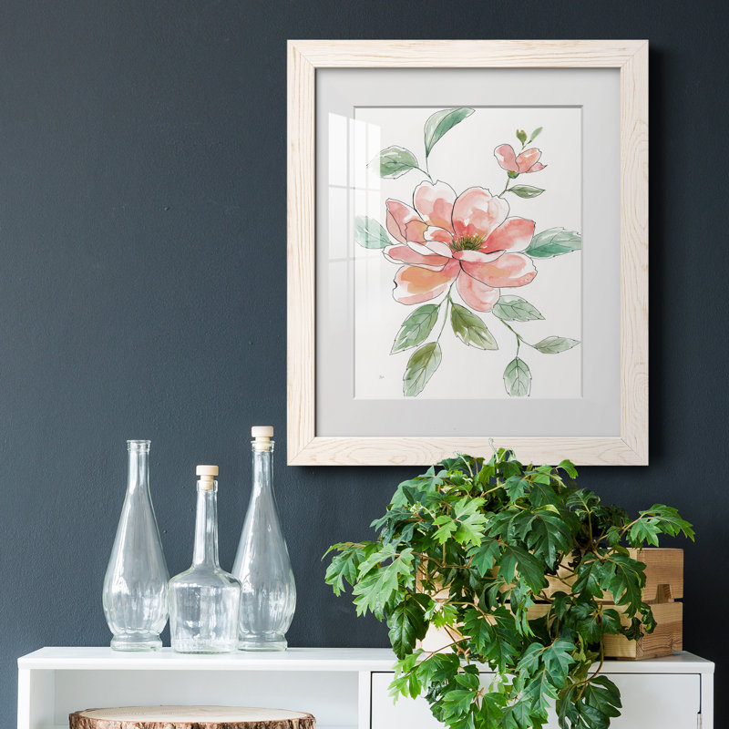 Peony Contour - Peinture encadrée, Blanc, H 20 po x l 17 po x P 1,5 po