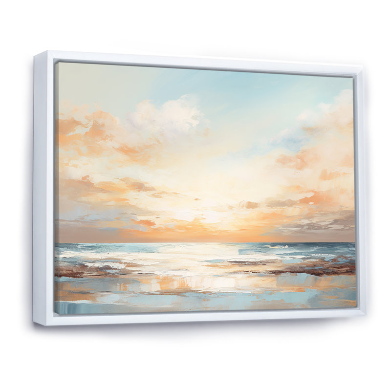 Polanco - plage et océan, reproduction d'art sur toile, H 34 po x l 44 po x P 1,5 po, Cadre flottant blanc
