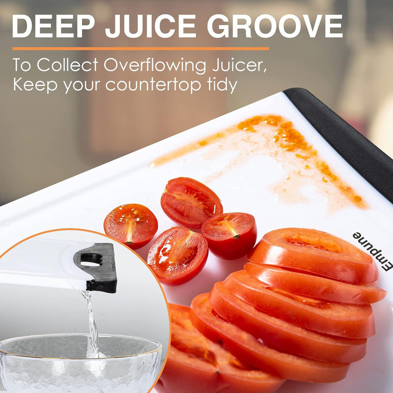 Extra Large Multicolor Plastic Cutting Board Set with Juice Grooves