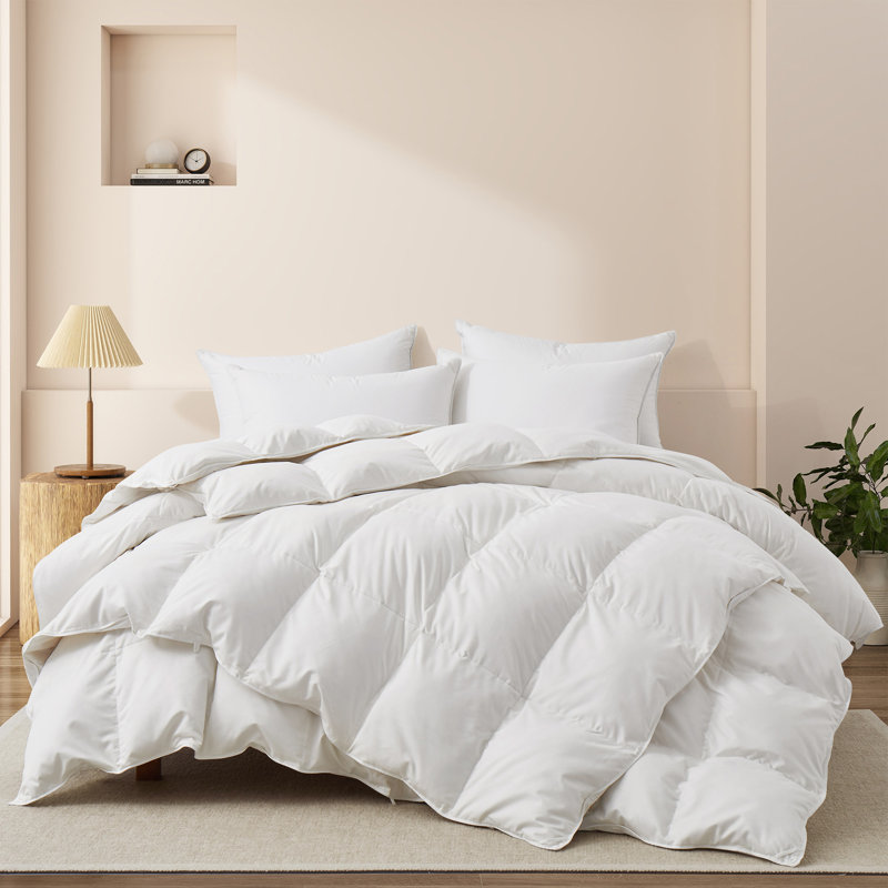 Édredon en duvet toutes saisons 3-en-1 avec chaleur réglable, 90% duvet blanc, bourre 800, conception double couche détachable, enveloppe 100% coton