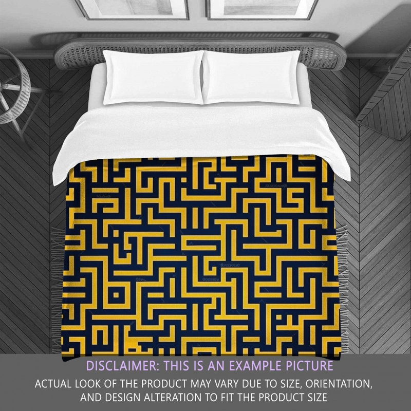 Polyester Comforter, Queen Comforter, Navy/Yellow Geometric