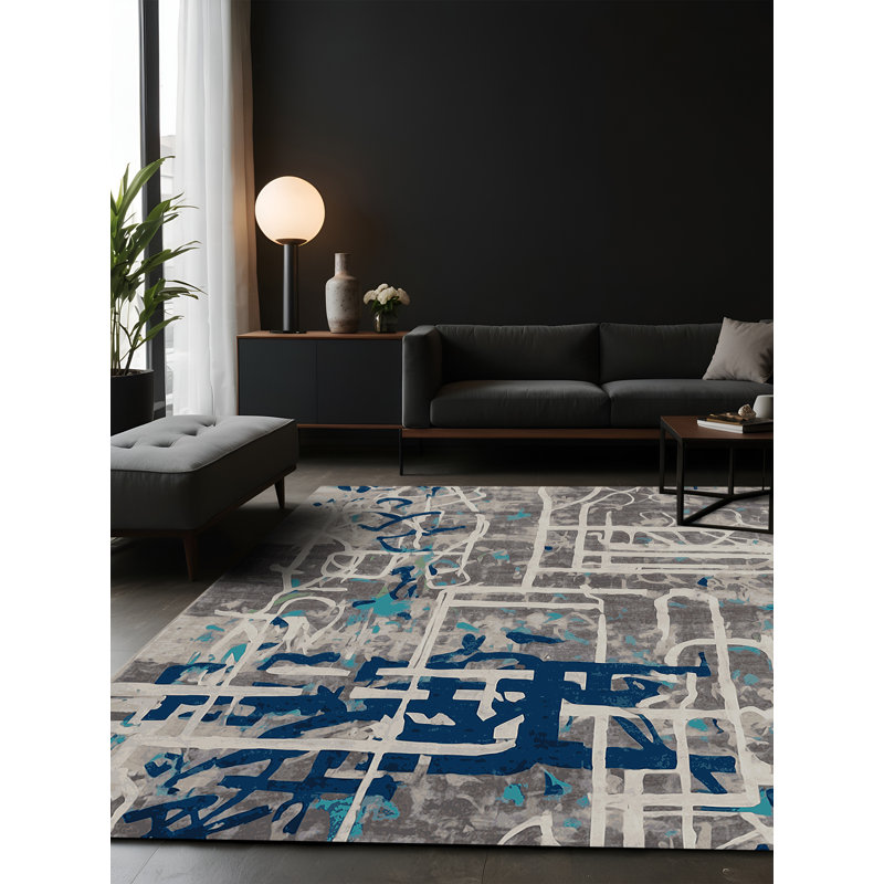 Tapis gris soyeux et moelleux, Carré 8 pi
