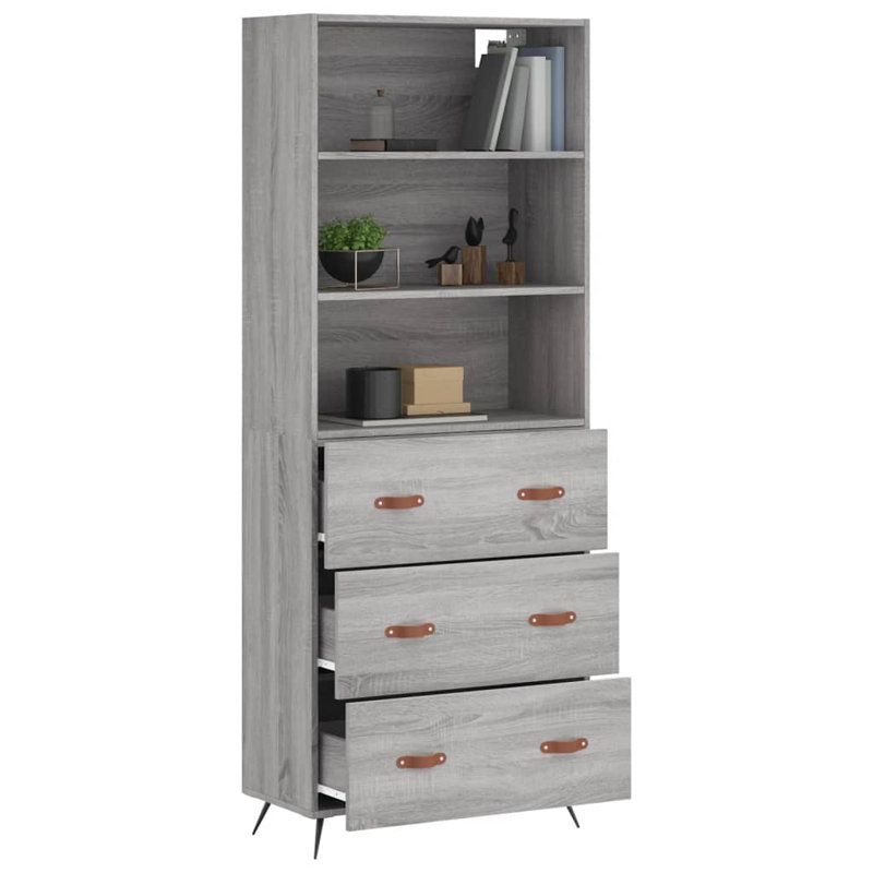 Crissom 180cm H x 69.5cm W Standard Bookcase, Grey Sonoma