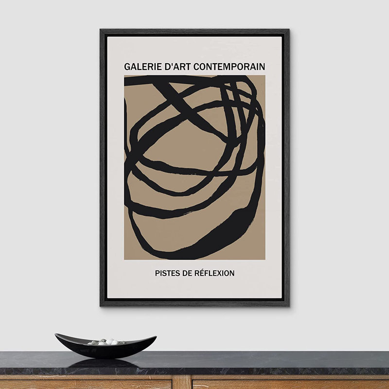 «Paint Strokes Classic Vintage Illustration - Floater Frame», impression sur toile, Cadre noir, H 24 po x l 16 po x P 1,5 po