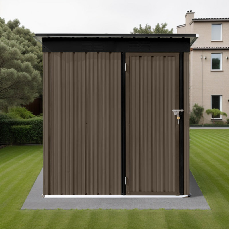 Remise de rangement en métal l 5 pi x P 4 pi, Brun / noir