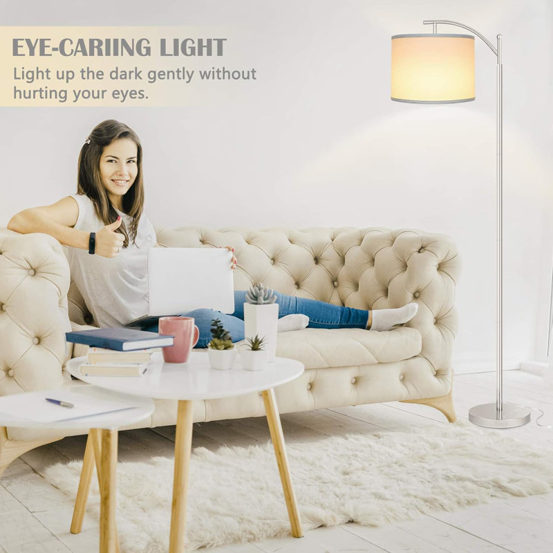 Floor Lamp For Living Room With 3 Color Temperatures LED Bulb, Standing Lamp Tall Industrial Floor Lamp Reading For Bedroom, Office (9W LED Bulb, Lampshade Included)