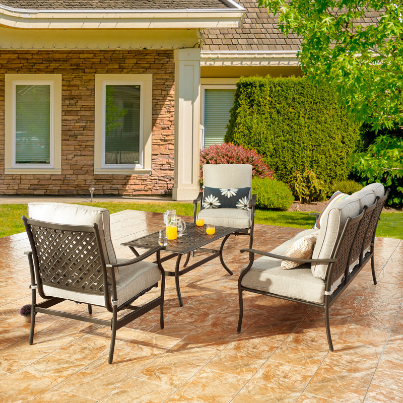 Middleham 5 - Person Patio Conversation Set with Cushions, Gray