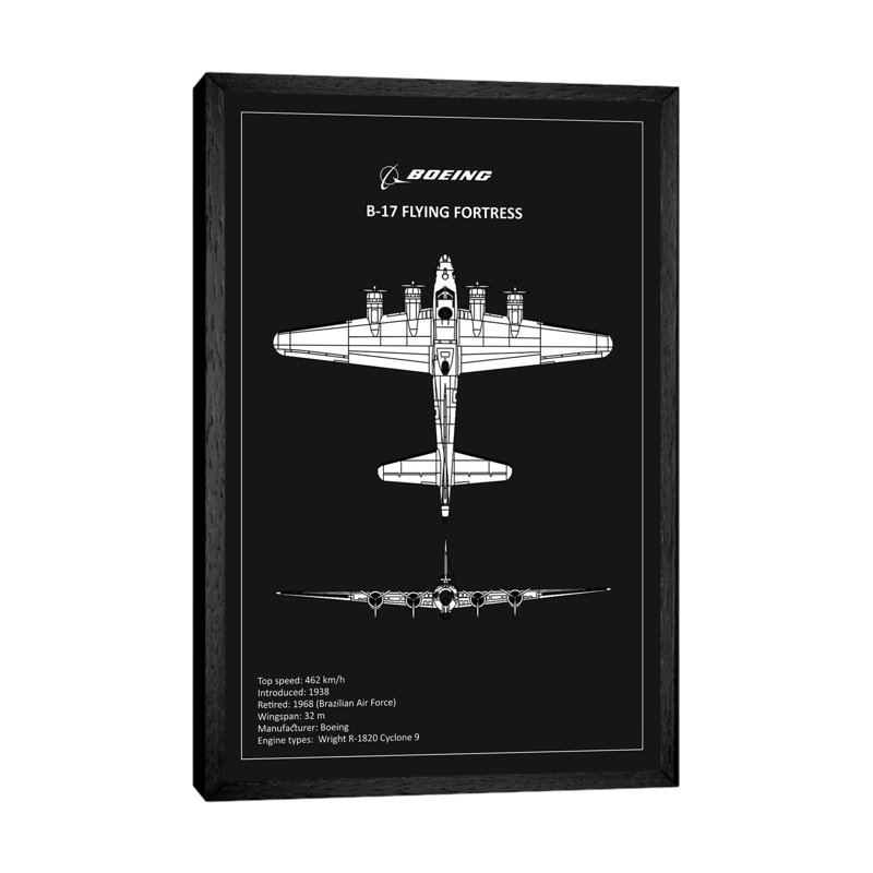 BP B17 Flyingfortress by Mark Rogan - Print on Canvas, Black Framed, 66.04 cm H x 45.72 cm W