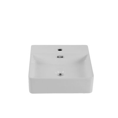 16.5" Square Countertop Ceramic Sink with Overflow