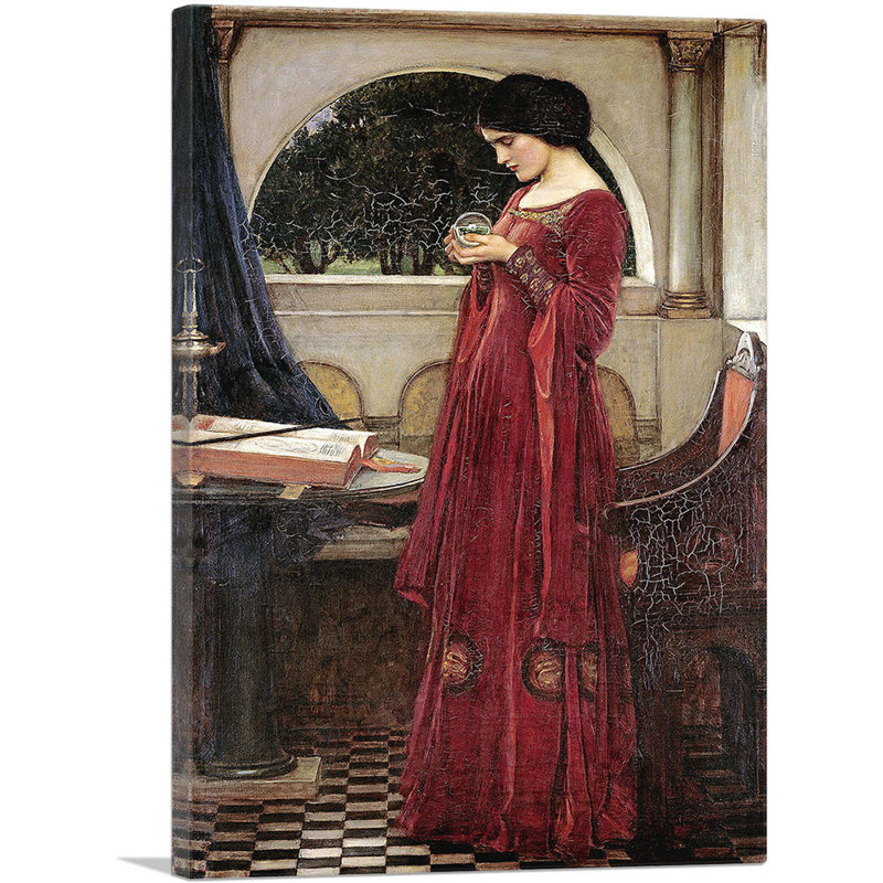 " Crystal Ball " by John William Waterhouse Painting Print, 12'' H x 18'' W x 1.5'' D
