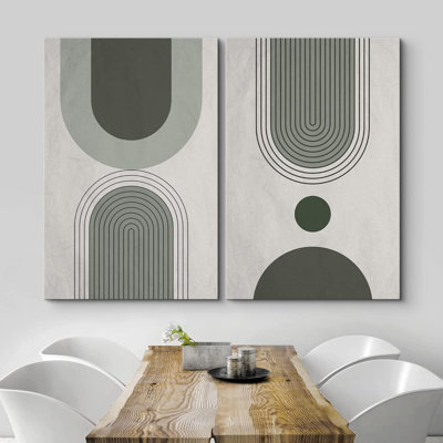 Green Geometric Mid-Century Pastel Polygon Symbol Abstract Shapes Modern Bohemian